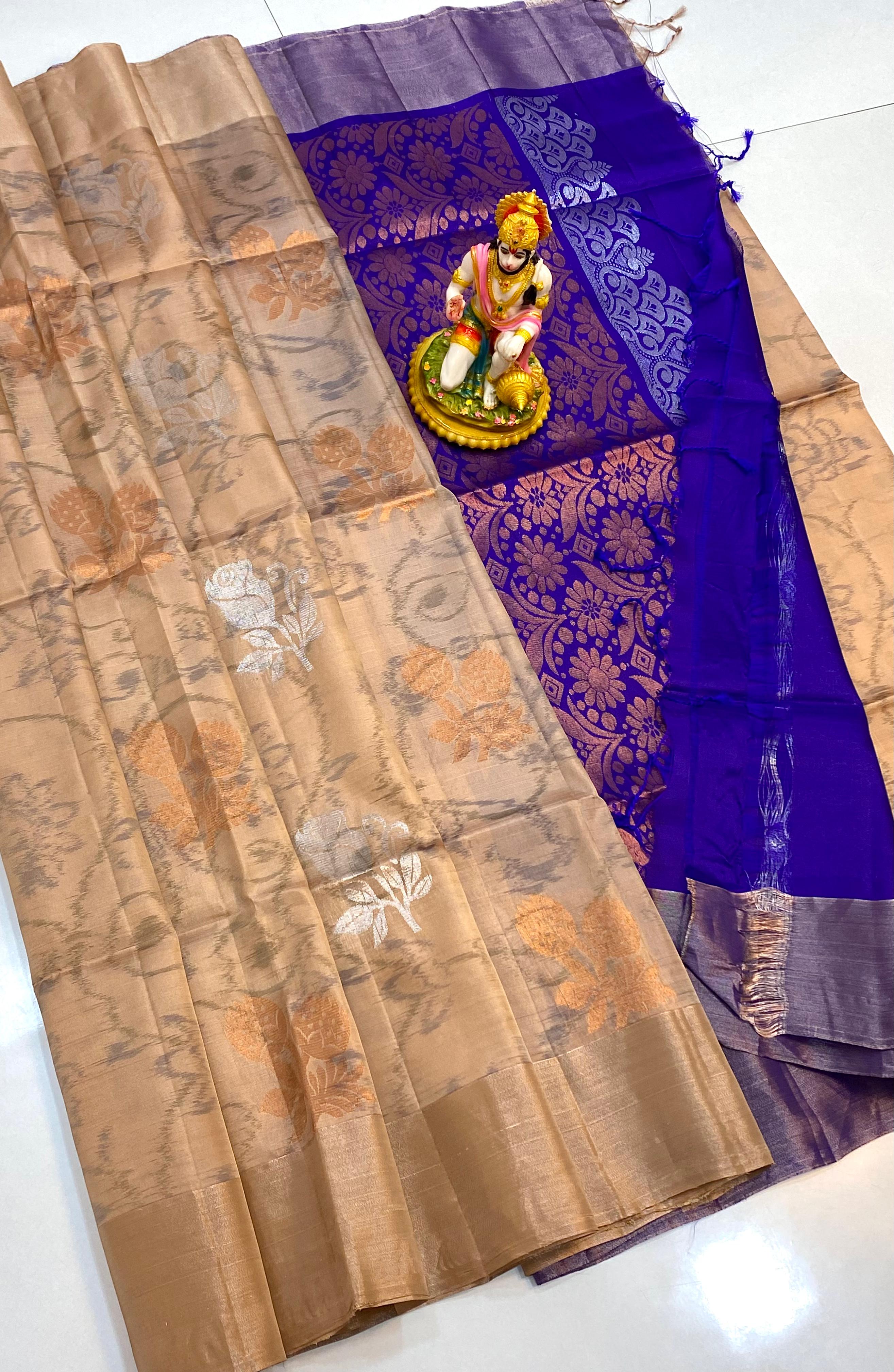 Buy POCHAMPALLY IKKAT SILK SAREE GRAY WITH PURPLE COLOR Online Shopping -  Pochampallysarees.com – pochampallysarees.com