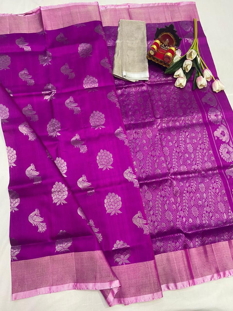 Uppada Silver Butta Saree