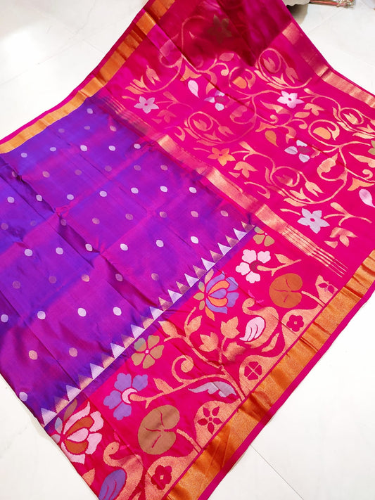 Uppada Pure Jamdani Skirt Border Saree