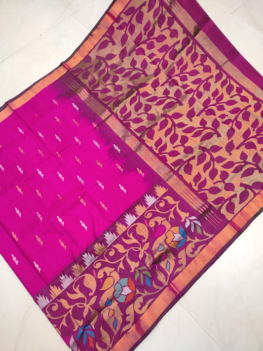 Uppada Pure Jamdani Skirt Border Saree