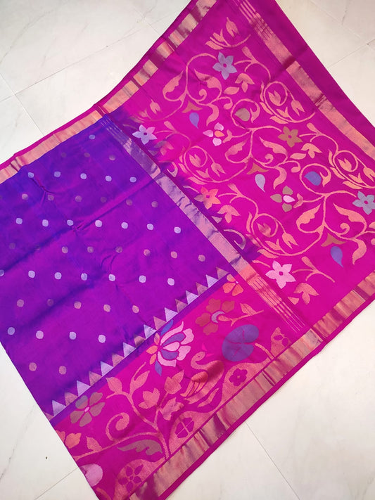 Uppada Pure Jamdani Skirt Border Saree