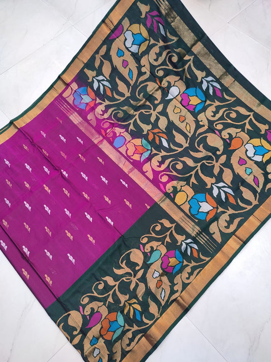 Uppada Pure Jamdani Skirt Border Saree