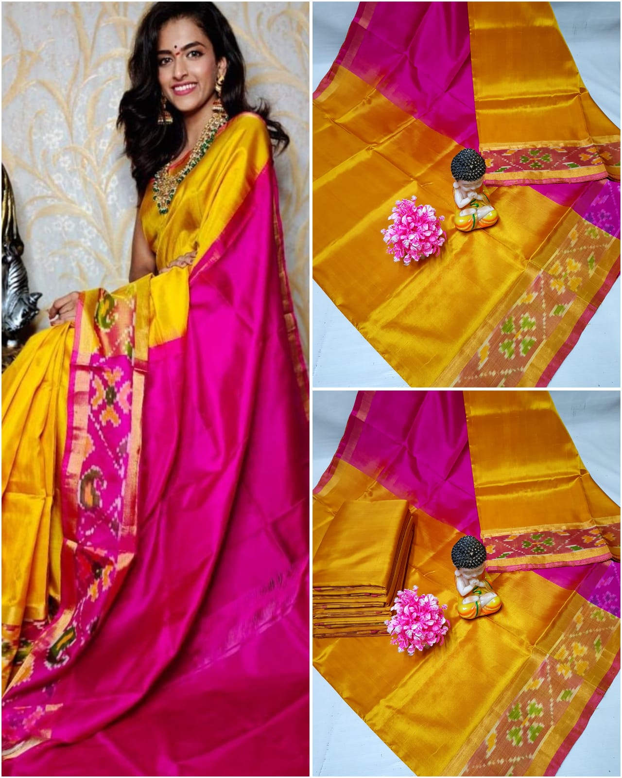 Pure Silk Uppada Small Pochampally Border Saree