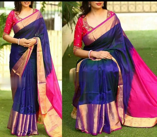 Pure Uppada Big Border Plain Saree